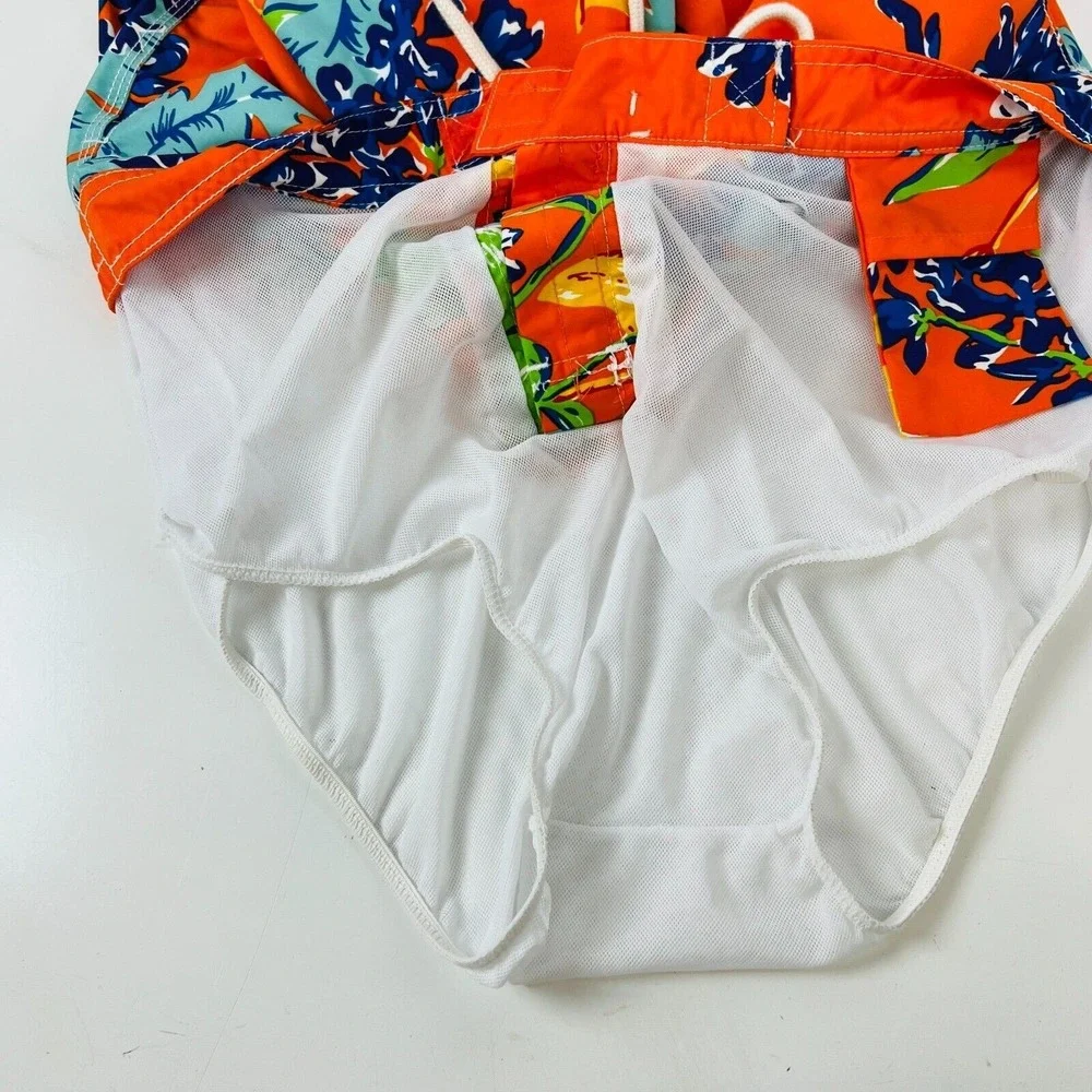 Polo By Ralph Lauren Swim Trunks Shorts Men Orange Drawstring Polyester‎ M